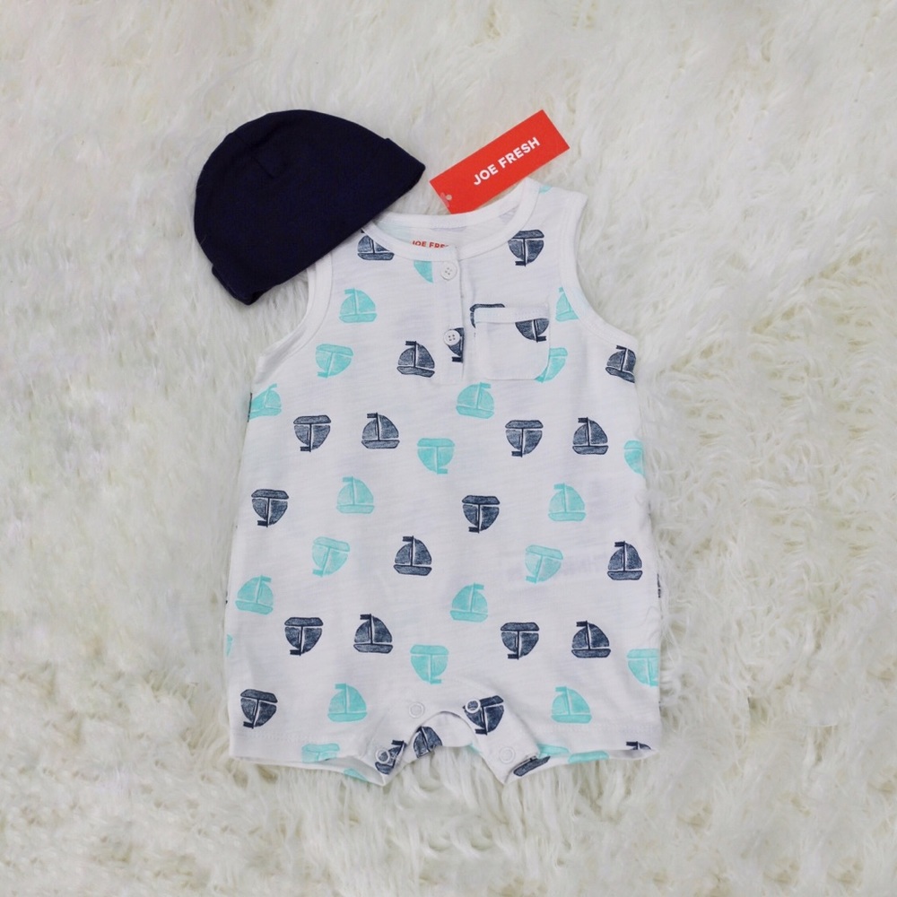 NWT Joe Fresh Color Blue Graphic Sailboat Romper - Picture 3 of 3